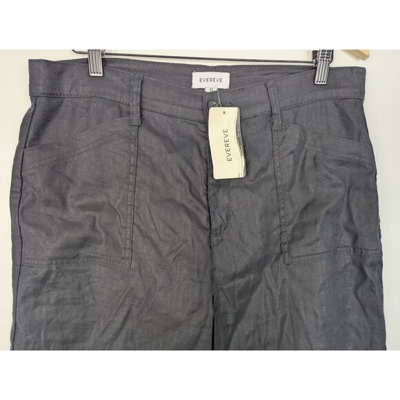 NWT Evereve Beth High Rise Linen Blend Wide Leg Pant in Bold Black - Picture 4 of 8